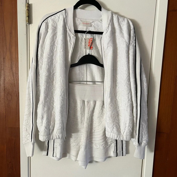 Free People Movement Embroidered Terry Jacket and Short Set